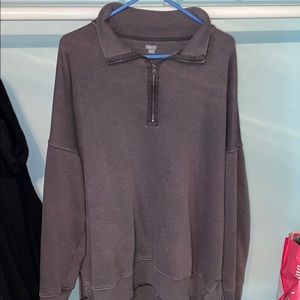 Aerie Quarter Zip Dark Grey Sweatshirt COMFY